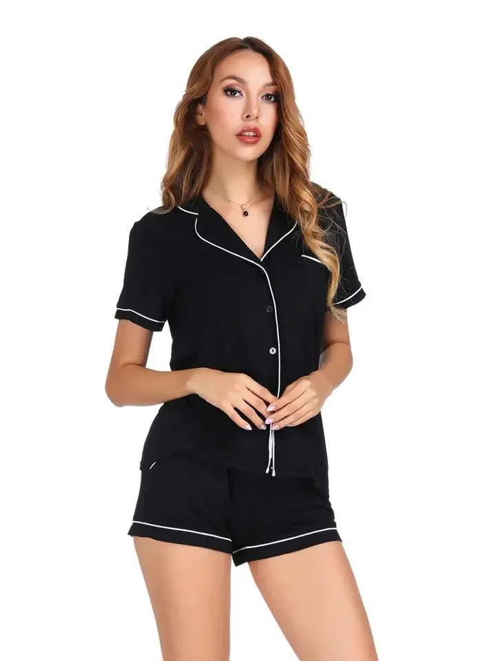 Summer Two Piece Pajamas Ladies Nightwear Women Sleepwear Modal Pyjama Suits Lounge Wear