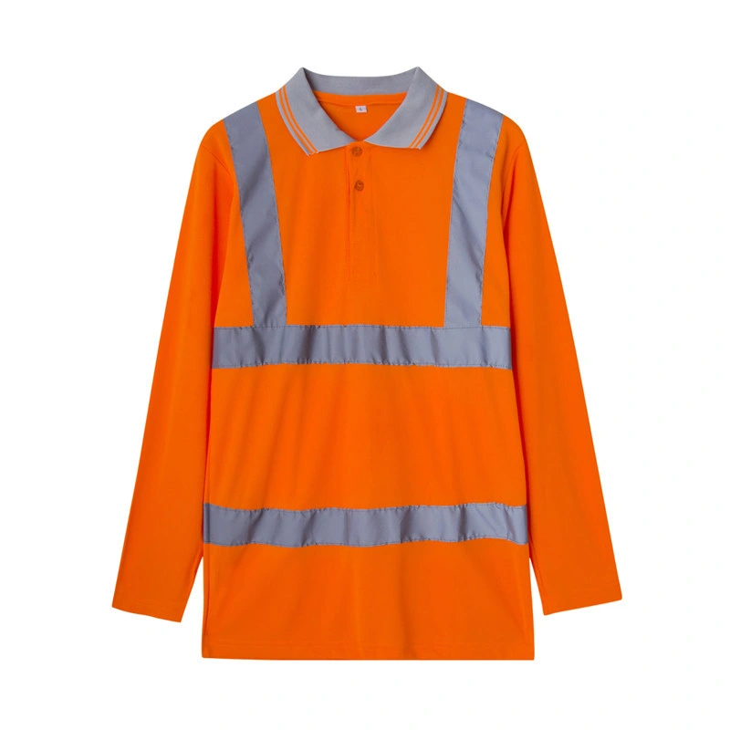 Vente en gros Orange couleur vêtements réfléchissants Personnalisez le logo haute visibilité Polo de sécurité T-shirt lumineux réfléchissant