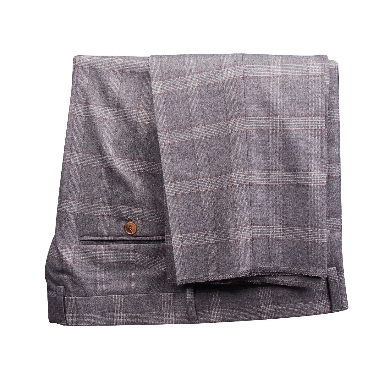 2 Piece Peak Lapel Modern Fit Grey Plaid 100%Wool Business Suit