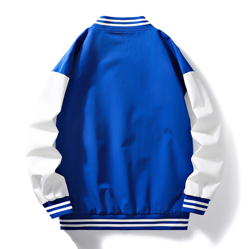 Design Your Own Print on Demand Unisex Sport Korean Baseball Men Oversized Varsity Jacket Blue