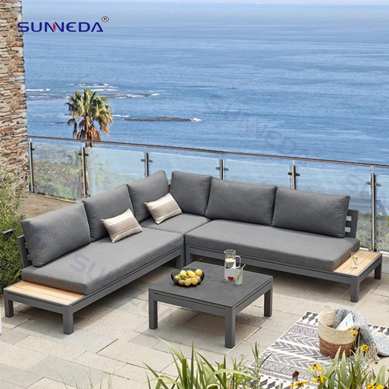 Wholesale Modern Design Outdoor Garden Patio Teak Wood Furniture Aluminum Sofa