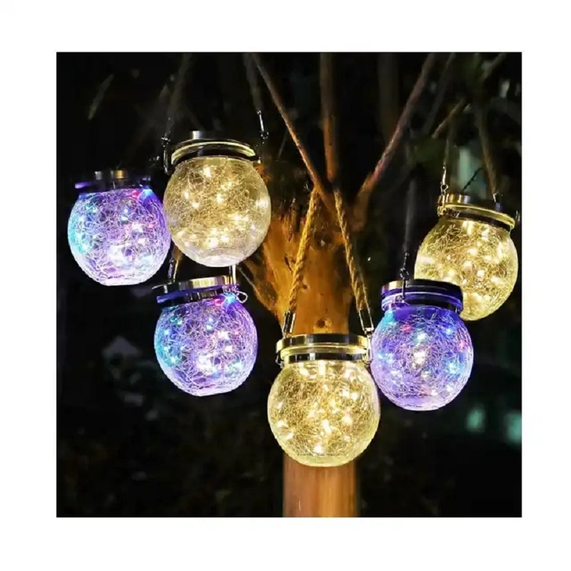 Glass Crack Lamp Solar Panel Lights LED Hanging Light Courtyard Outdoor Lighting