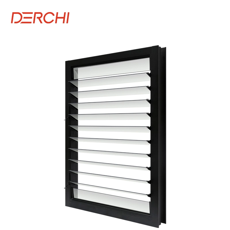 China Aluminum Louver Window with Operable Louver Blades for Bathroom Window Aluminium Glass White Gray Colour Kitchen Shutters