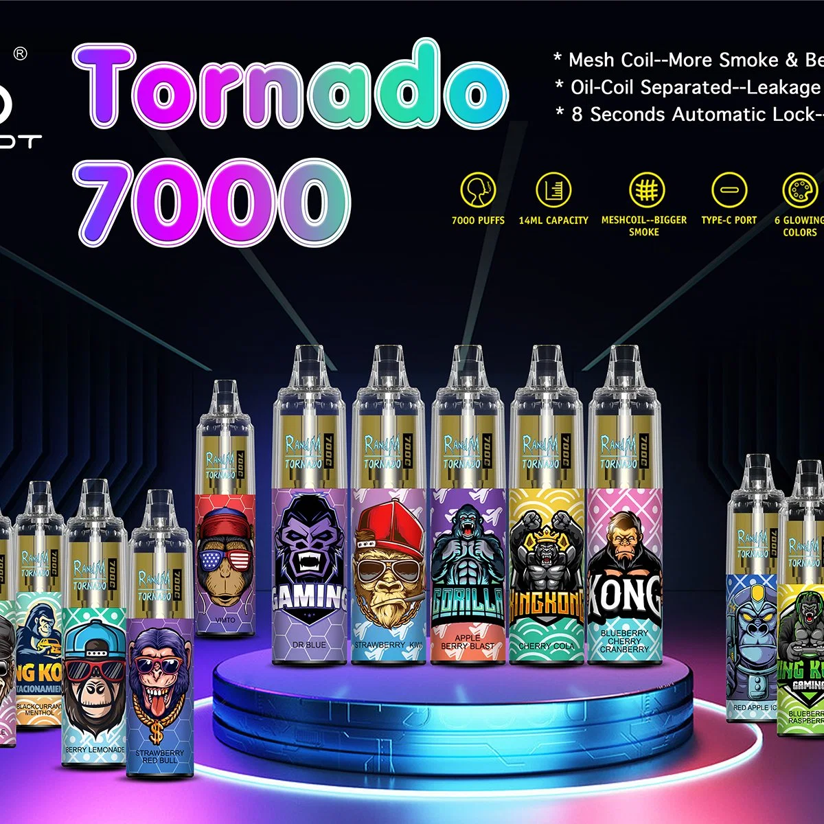 E Zigarette Randm Tornado 7000 Puffs Electric Pen Hookah Zero Nikotin Vaporizer Einweg Vape