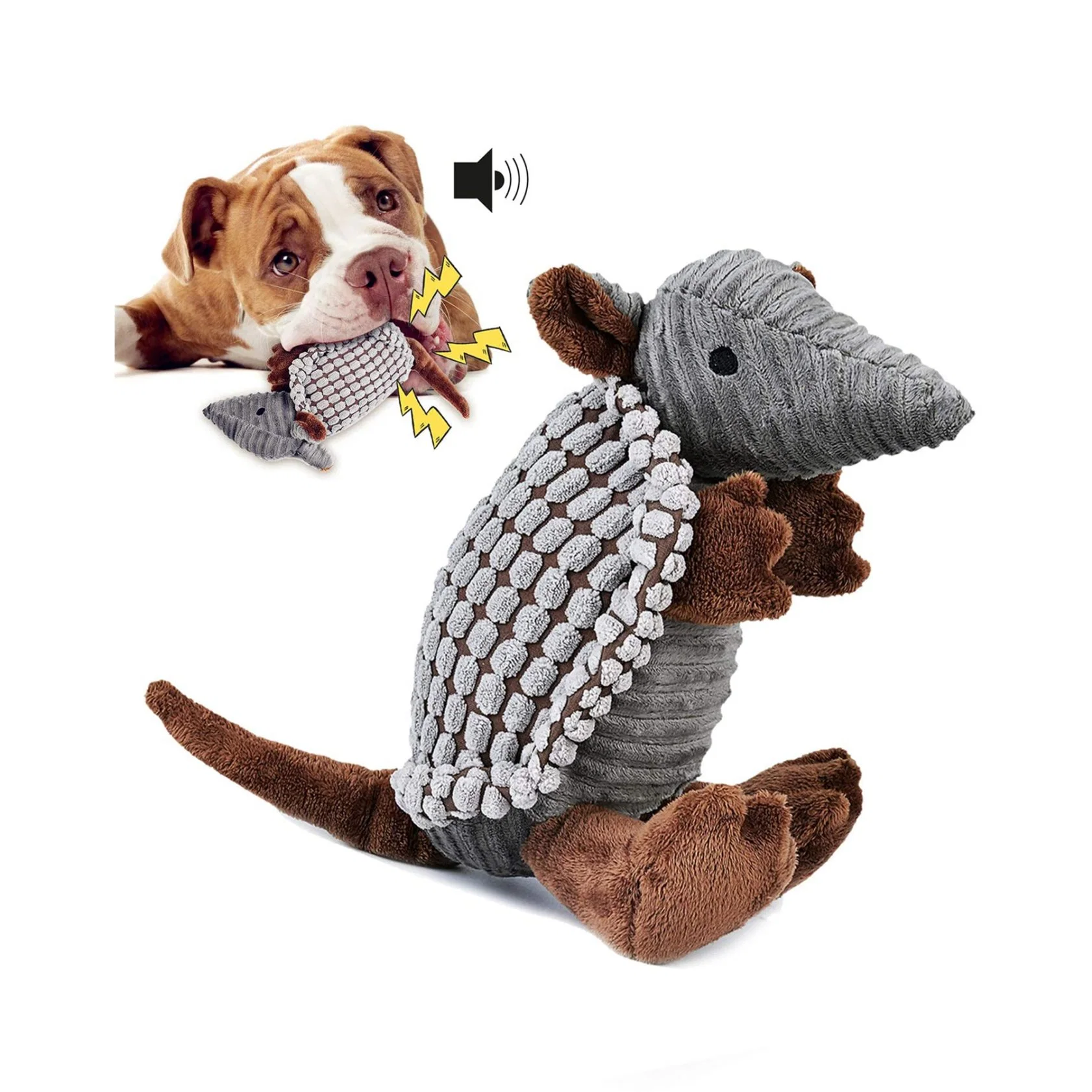 El armadillo de los animales de peluche suave Peluche mascota de algodón Squaky PP Juguete