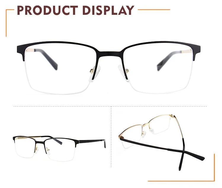 Simple Semi-Rimless Metal Optical Frame Anti Blue Light Reading Glasses