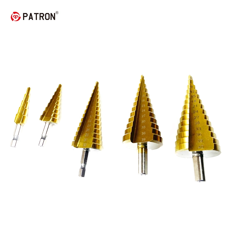 Titanium Straight Flute Triangular Handle Step Cone Drill Bits for Metal Drilling