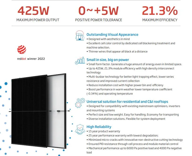 182mm Solarzellen Longi Trina Ja Solarmodule 400W 405W 410W 415W 420W 425W Solarmodule Intelligente Solarenergieprodukte