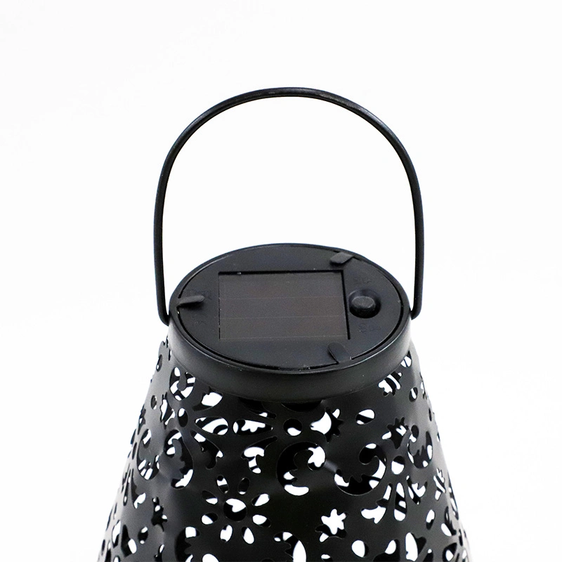 Goldmore11 Solar Lantern Shape Garden Light LED Light Black Iron Plastic Body with Handle 200mAh Battery Powered