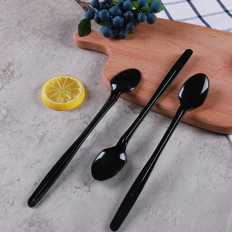 Productos desechables cuchara de mango largo Utensilios de cocina envasados individualmente cuchara de plástico