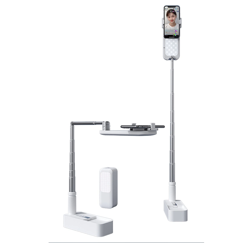 Selfie Stand, 360&deg; Rotation with Two Phone Stickers, Rechargeable Wireless Live Streaming Youtube Tiktok Vloging Video