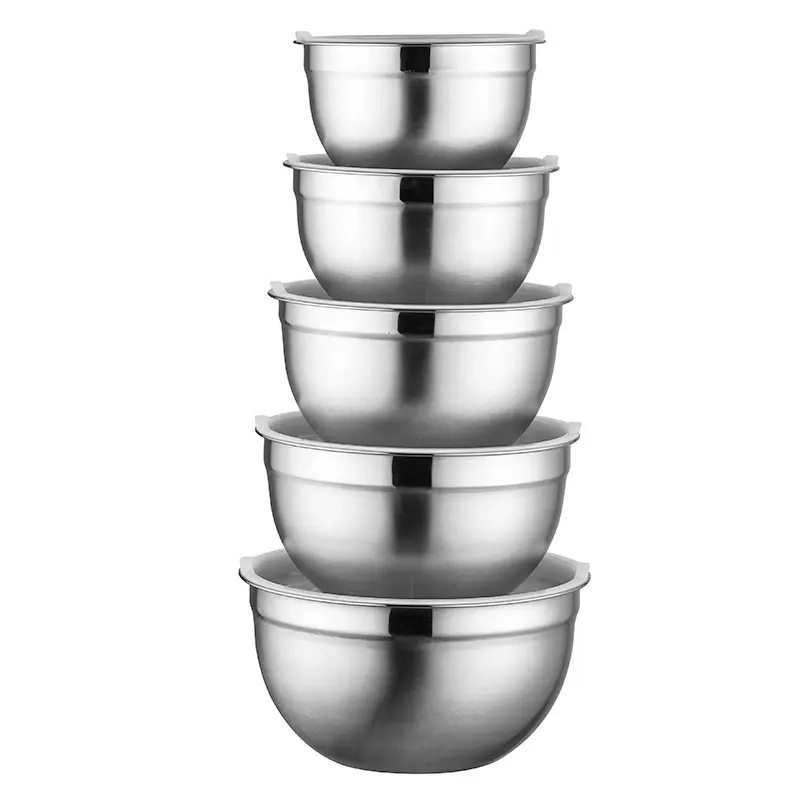 Original Factory OEM Round Serving Container Stainless Steel Mixing Salad Bowl Set for Home Restaurant 18-26cm