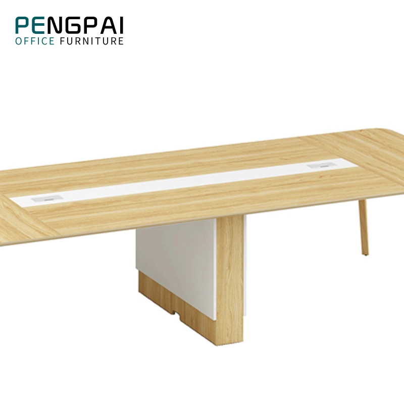 Luxo personalizado 10 Pessoa Maple branco inteligente grande mesa de conferência