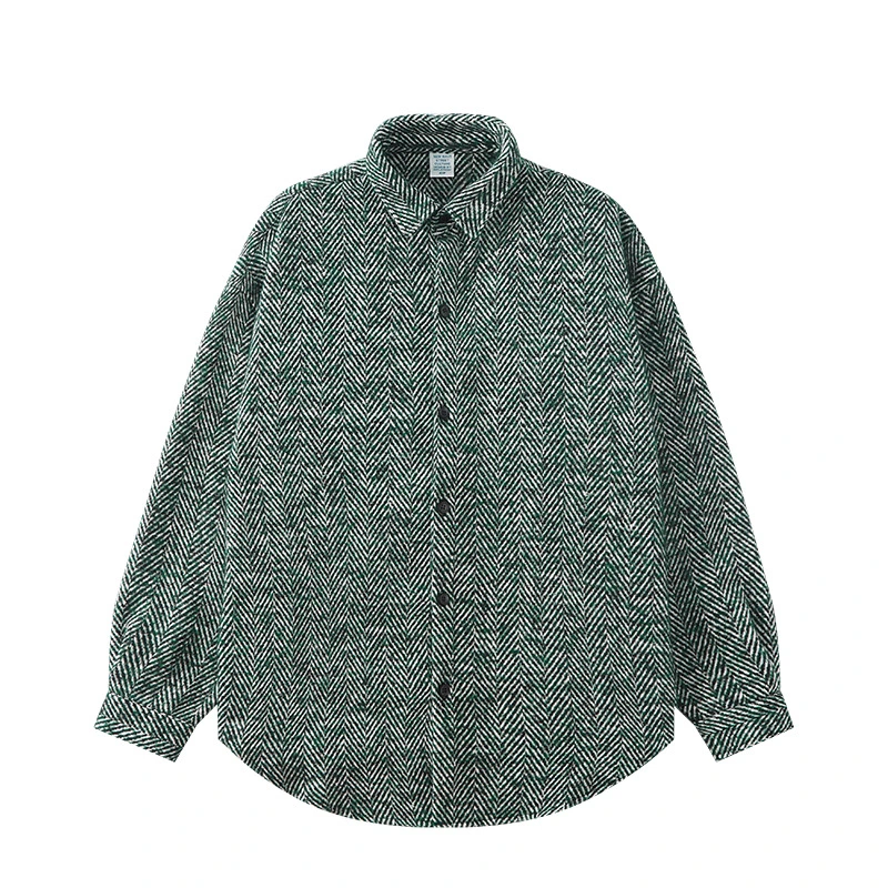 Manteau épais en tweed à vent lourd et parfumé, nouvelle chemise ample pour hommes de la rue principale de l'automne et de l'hiver 2023 (CFQDWY-018)