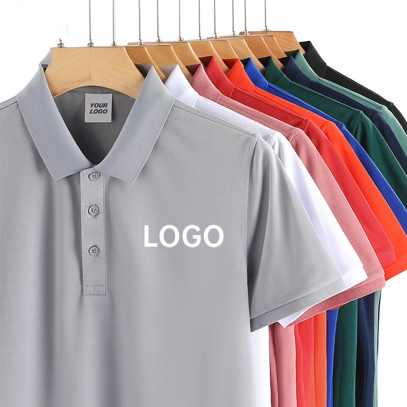 Polo de golfe em branco de 195 g para homem com logótipo bordado a 100% Polo casual de manga curta Ice Silk Fiber Plain