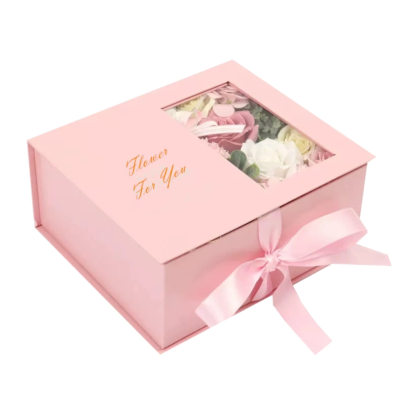 De cartón personalizadas de diseño floral con cinta de caja de regalo