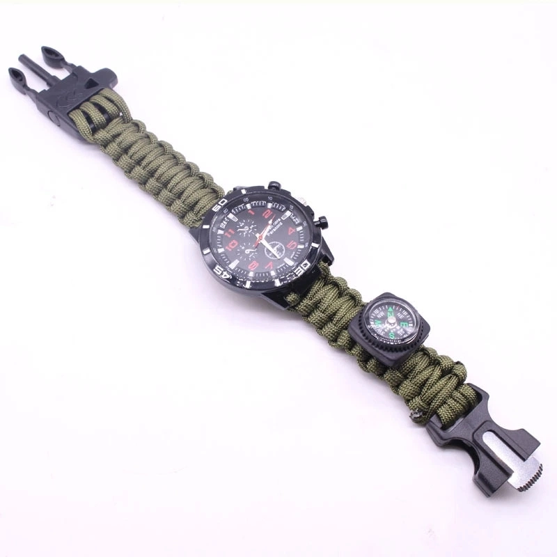 Multi Function Smart Wrist Watch Survival Bracelet Whistle Compass Sports Equipment