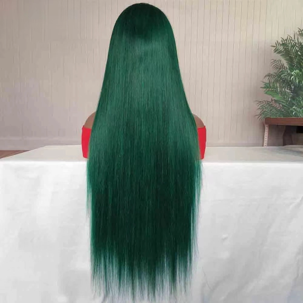 Grün Gerade Spitze Vorne Menschen Haar Perücke