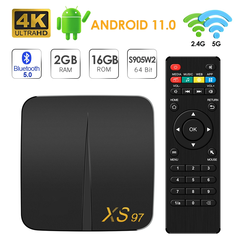 Les plus populaires Amlogic Xangshi S905W2 USB2.0 HD XS97 Android 11 TV Box