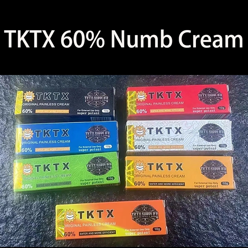 Mayorista 10gram Tktx 60% crema adormecedor Oro Amarillo Verde Azul Blanco Rojo Negro Color Lidocaína 60% Tktx Numb Crema para Tatuaje Body Art