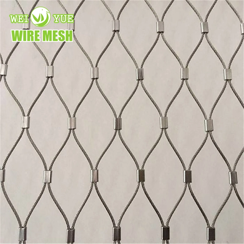 Diamond Hole 1 2 Inch 3 Inches 304 316L Stainless Steel Flexible Wire Rope Mesh Netting for Bid Aviary Protective Net Fence Wire Mesh Safety Net