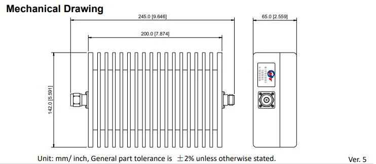 1~60dB de atenuación de 150W AMPLIFICADOR fijo coaxial tipo N DC-3GHz atenuador de RF