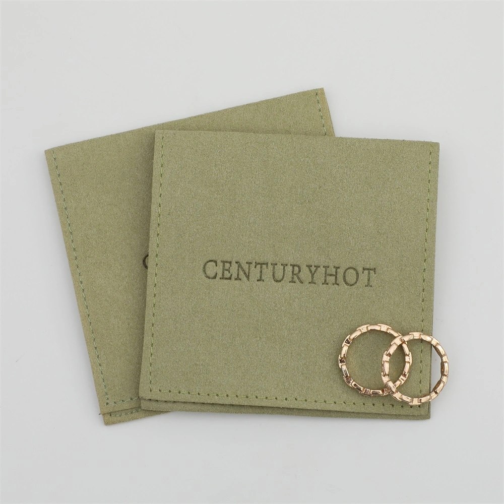 New Light Green Microfiber Pouch Velvet Pouch with Ribbon Jewelry Bags, High Quality Bracelet Packaging Pouch with You Logo
