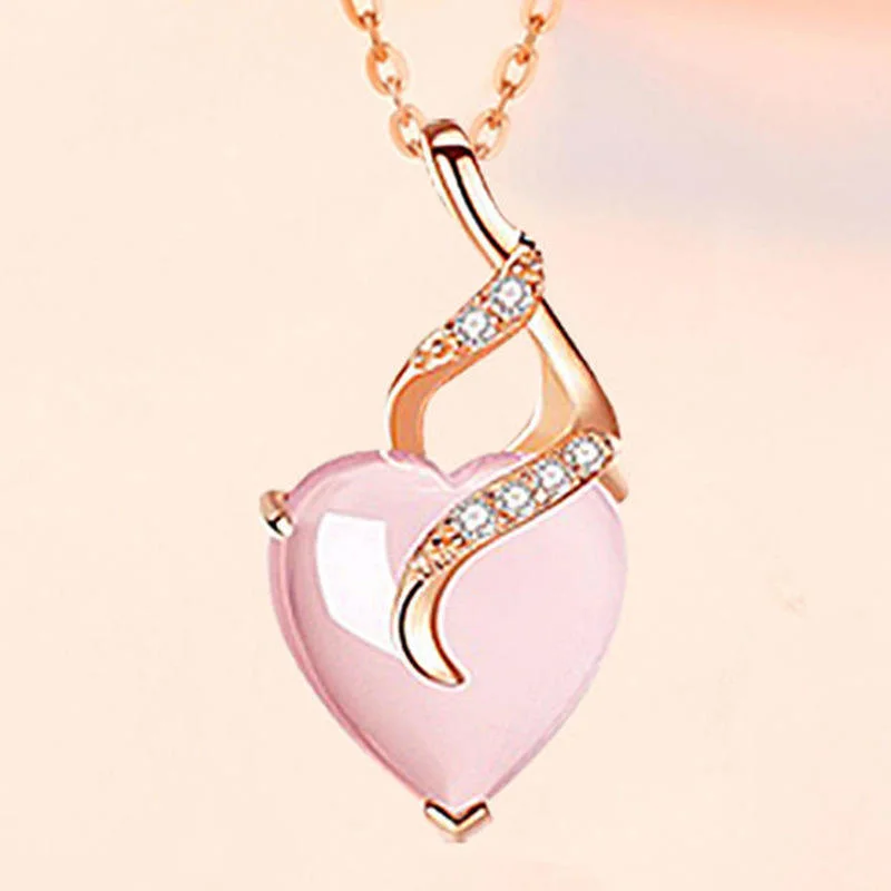 Rose Quartz Cat Eye Crystal Stone Pendant Women Gemstone Fashion Jewelry Necklace