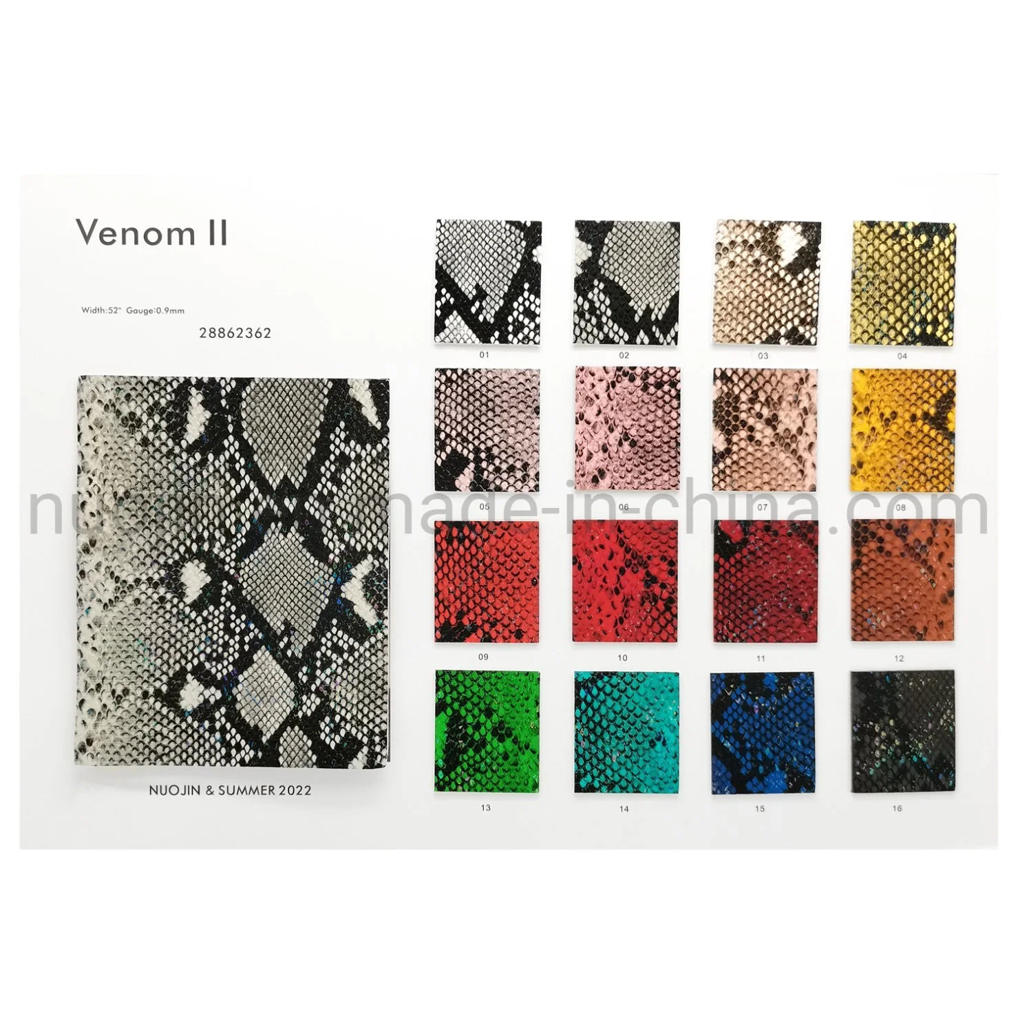 Multi Color Skin-Friendly Snakeskin Embossed Faux Synthetic PU Leather Fabric for Handbags Totes Purse Wallet Shoes Sandals