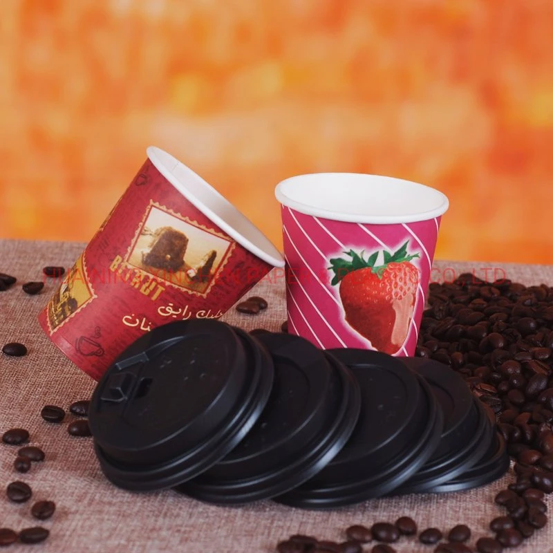 Printed Logo Single Wall Hot Drink Paper Cups with PS Lid 80%off