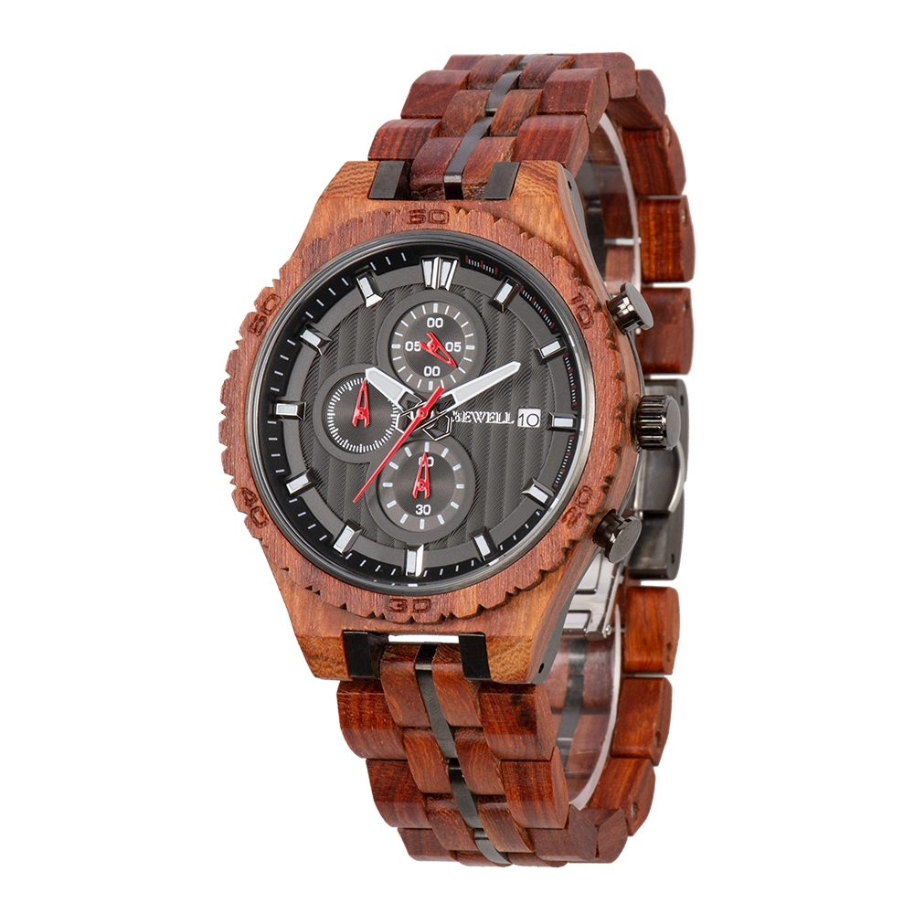 Bewell Fashion Gift Classic Sport Real Wood Stainless Steel Water Resistant Man Wrist Wood Watch