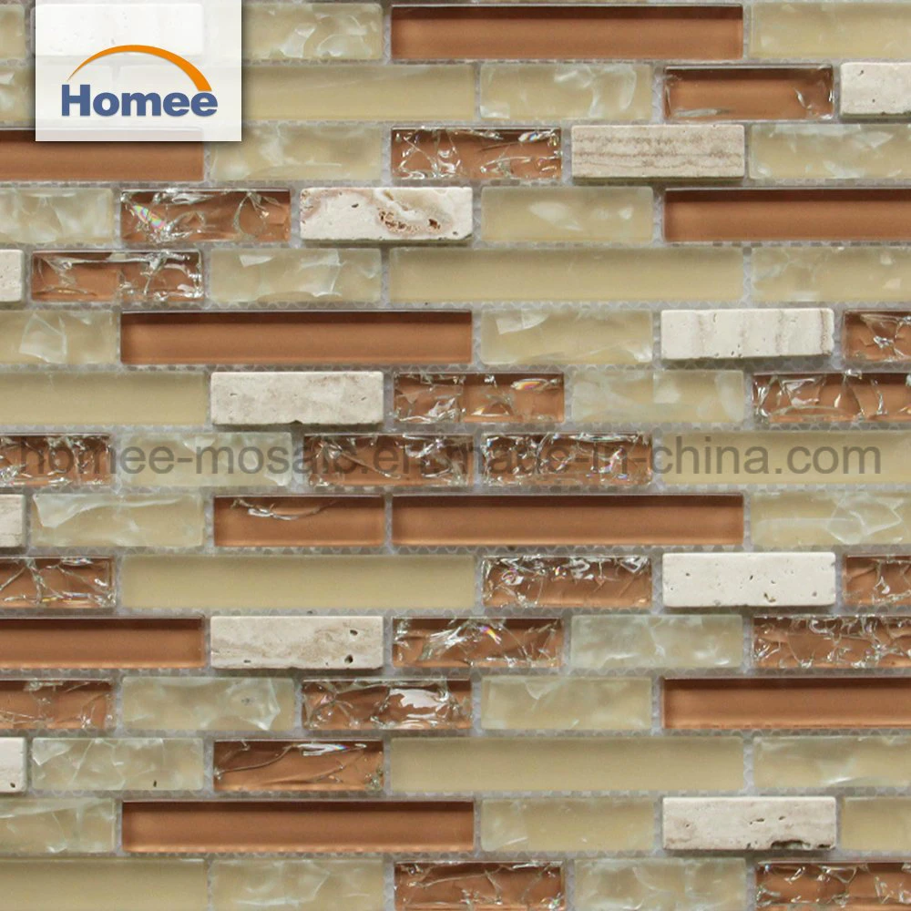 Mix Color Irregular Backplash Kitchen Ice Crack Stone Glass Mosaic