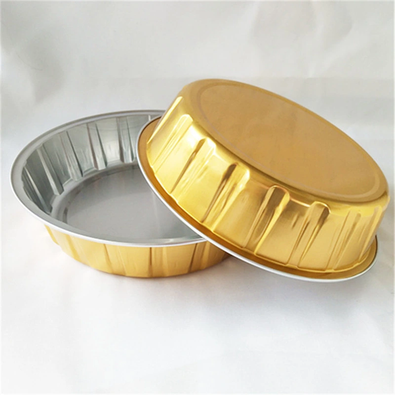Circular 650 Ml Aluminum Foil Take-out Packaging Box High-End Golden Thickening Can Seal Fast Food Tin Foil Box Lids