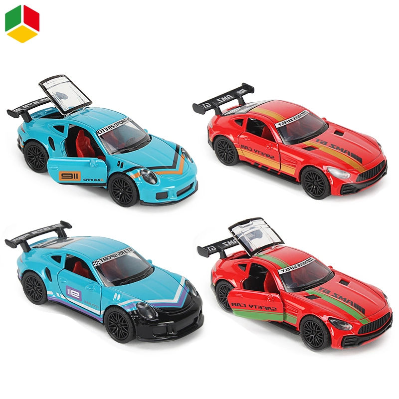 Carro de corridas diecast QS veículos Toys Kids 1:36 Model Car 3 portas abertas Kid Collectible Model Car Toy para brinquedos de criança