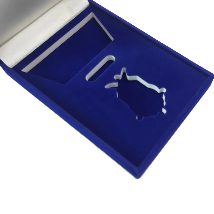 Blau beflockt Samt Präsentation Verpackung Medaille Display Box für Souveris