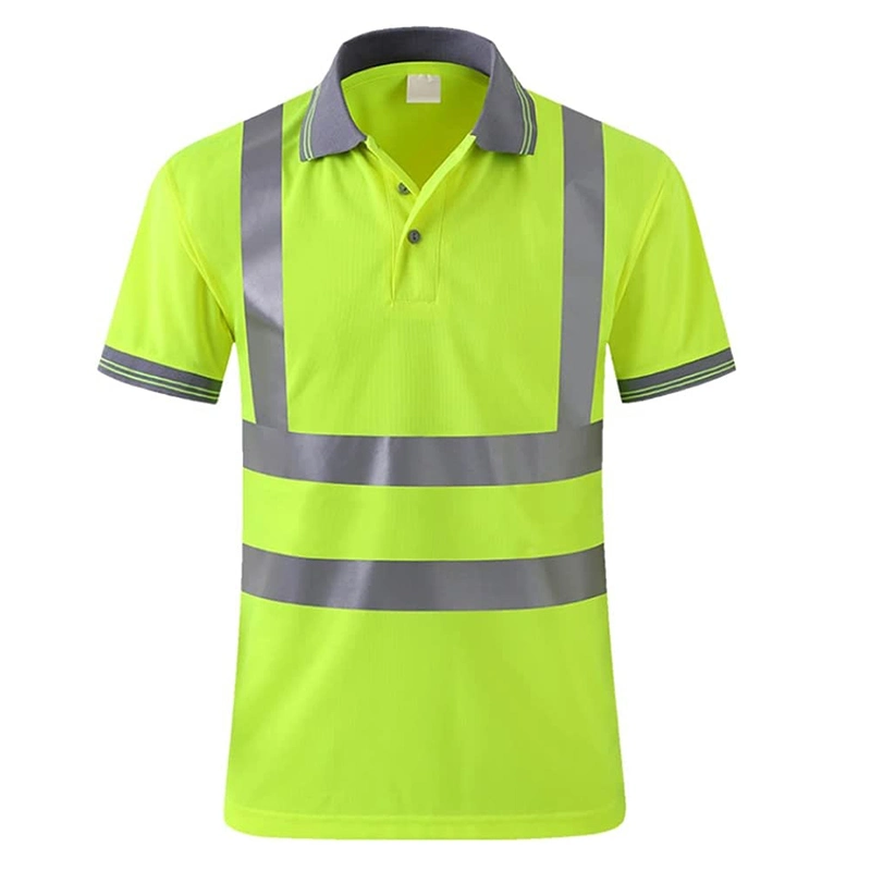 Reflective Safety Polo Short Sleeve Shirt High Visibility Reflective Construction Work Wear for Workers Traffic Cycling Safety Clothes Work Safety Shirt