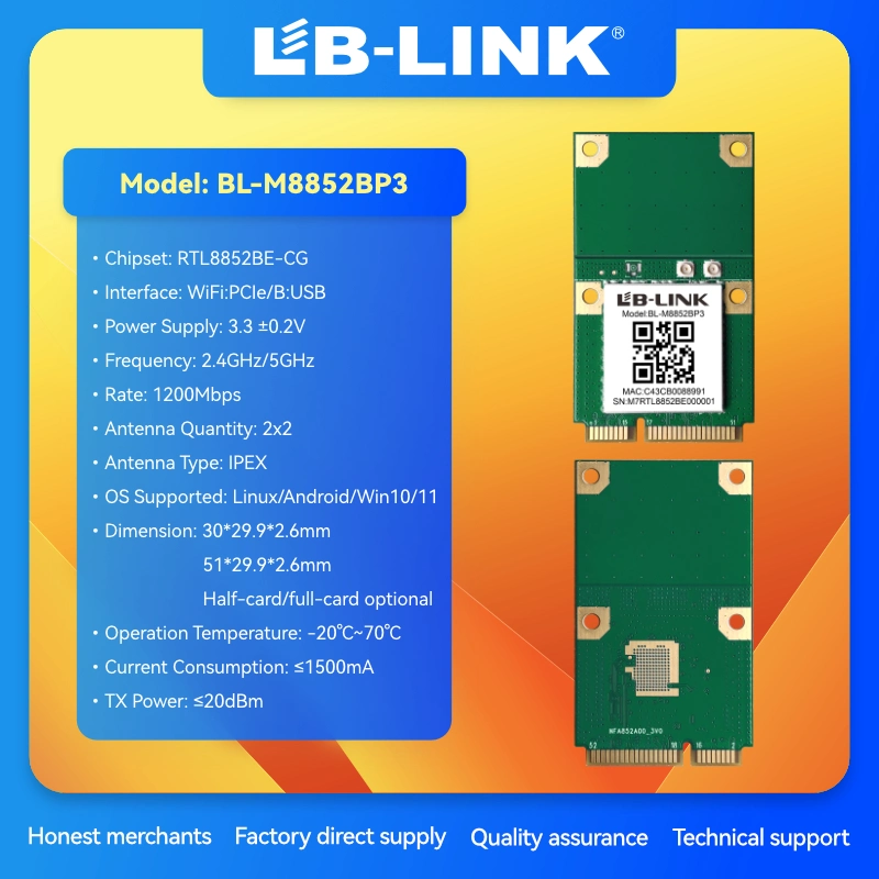 MÓDULOS USB LB-LINK BL-M8852BP3 2T2R 802,11a/b/g/n/ac/AX WIFI6+BT5,2