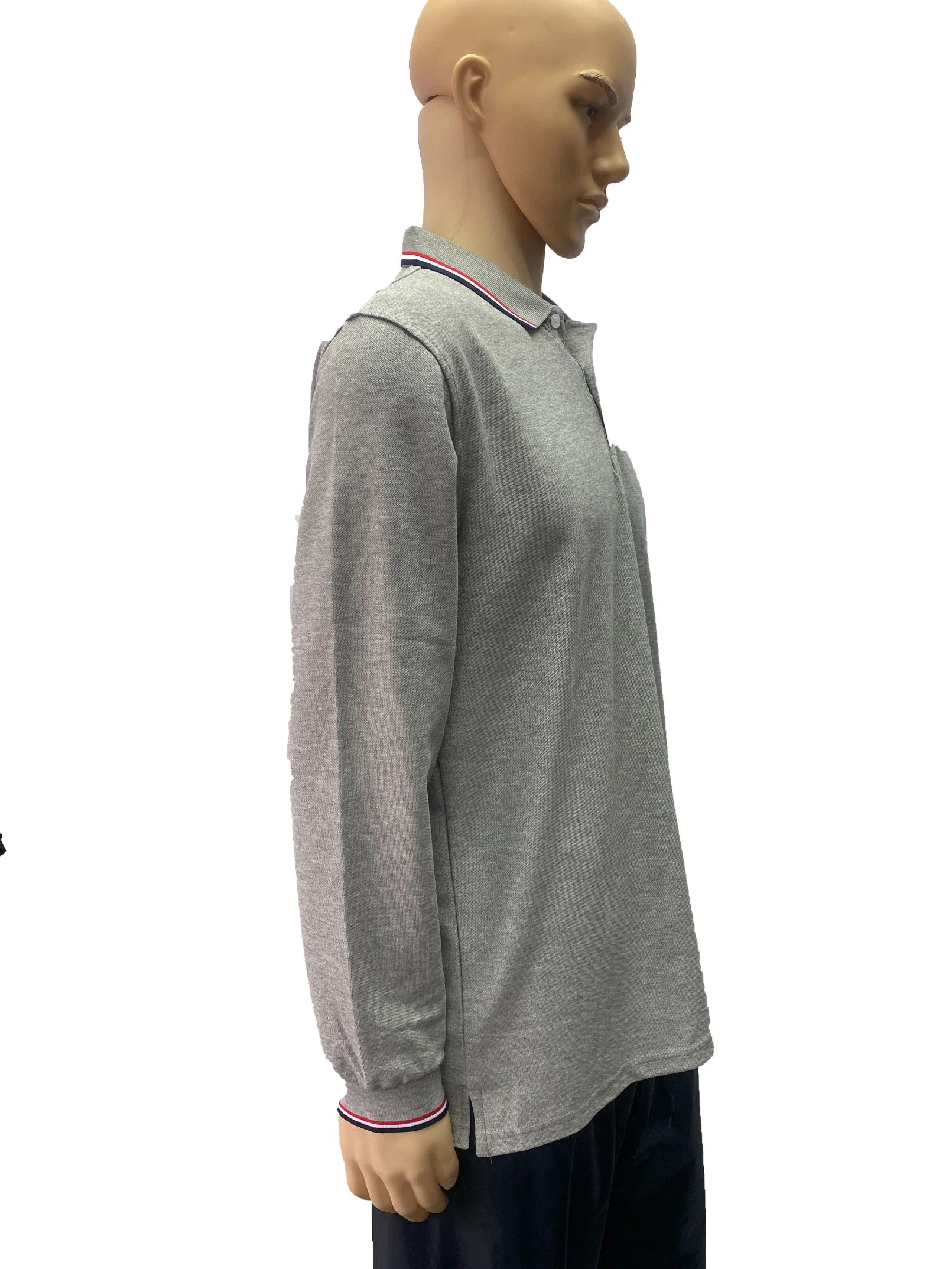 Wholesale/Supplier Long Sleeve Grey Polo Shirt with Customed Logo for Men