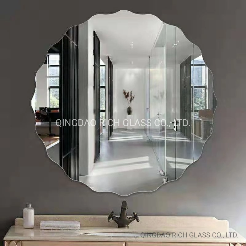 Metal Matte Abrazine Process White Gold Flat Frame Decorative Wall Mirror for Hanging