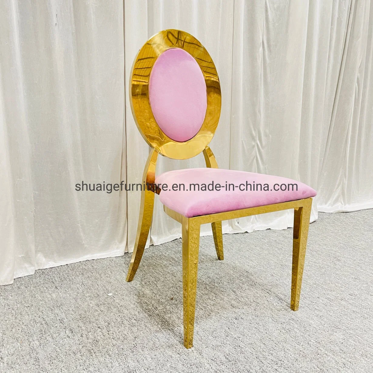 Cheap Price Pink Velvet Cushion Gold Stainless Steel Wedding Chair