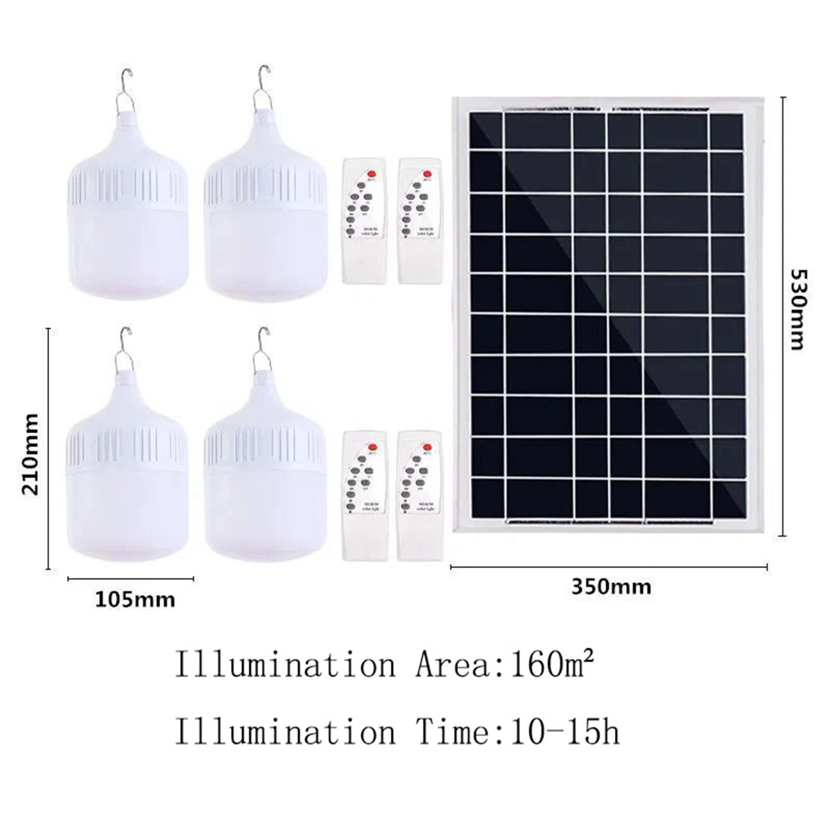 Conjunto de 4 lâmpadas LED solares sistema de alimentação solar doméstico Com carregador de telemóvel