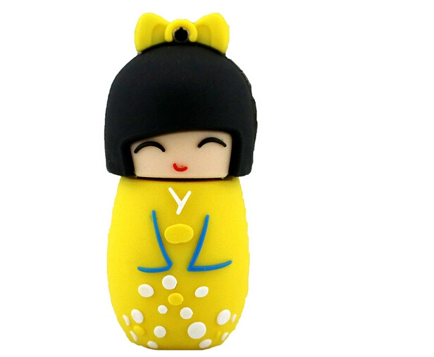 Unidade Flash USB Memory Stick Cartoon Modelo boneca japonesa 64GB de disco USB 2.0