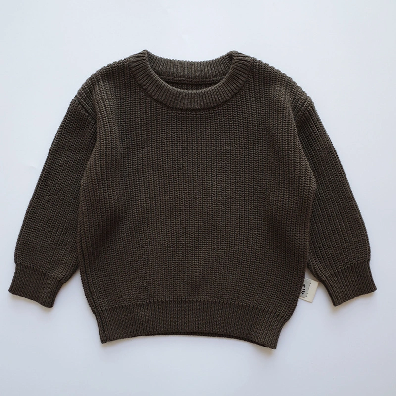 Custom 100% Cotton Crew Neck Knitted Infant Apparel Pullover Baby Sweater