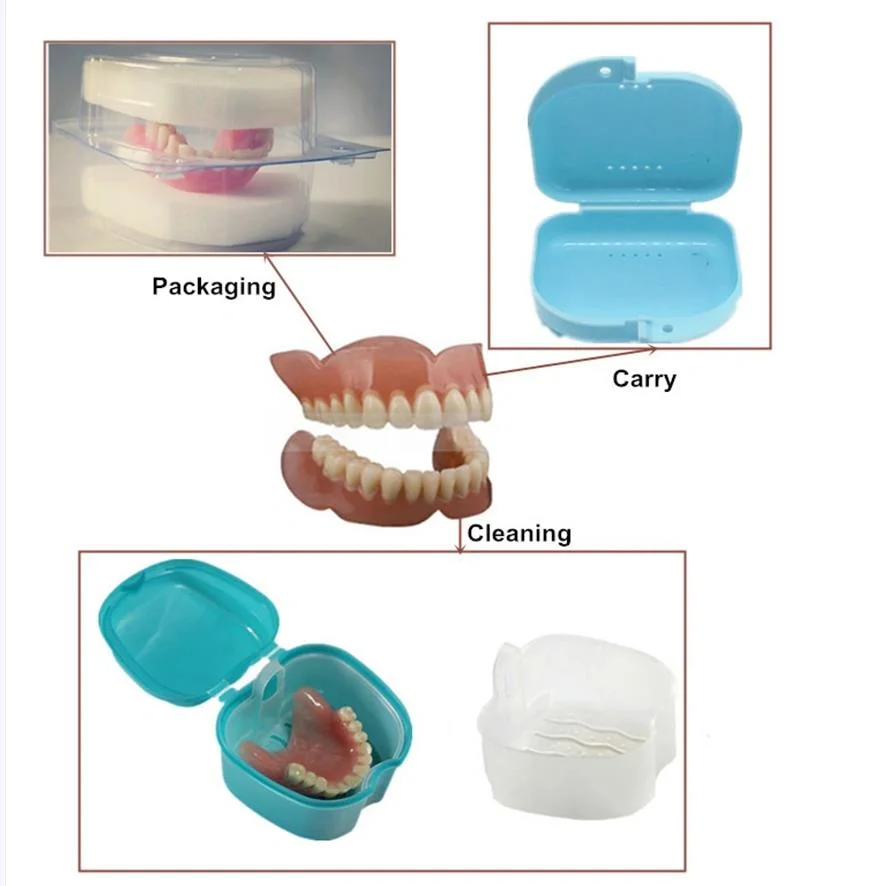 PC portátil ABS dentadura los dientes de cuadro de instrumentos oral el retén de plástico titular de la caja de almacenamiento/