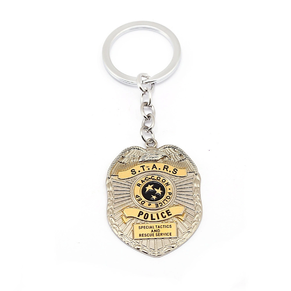 Tiger Bling Vespa Chicago Military Police 3D Metal Crafts Key Ring Game Custom Metal Crafts Necklace Nypd Racoon City Police Officer Keychain for Sale