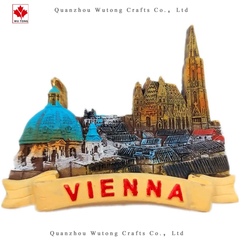 Imanes de nevera de resina personalizados en 3D con diseño de edificios de Viena