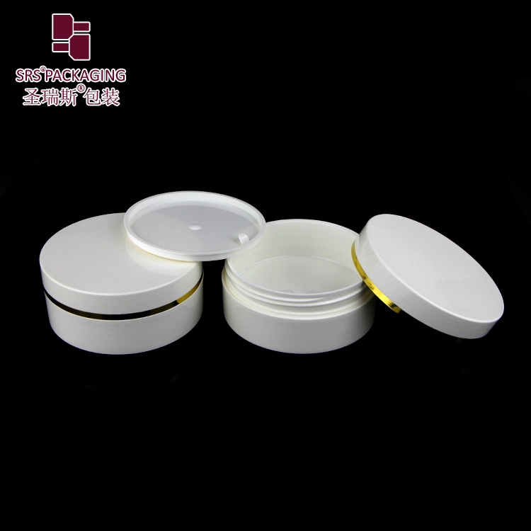 SRS 30ml 50ml 100ml 150ml 200ml 250ml 300ml Short Flat Double Wall PP Plastic Cream Jar for Hair Care Gel