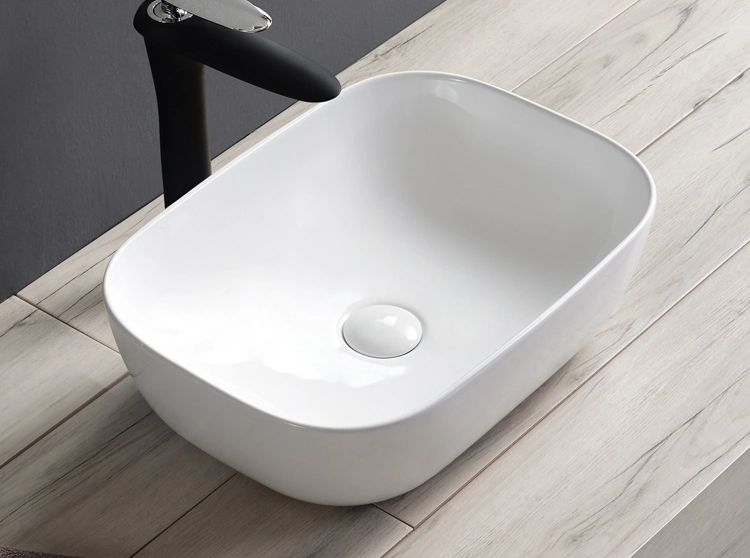 Ovs Wholesale Simple Style Ceramic Sanitary Wash Basin Oval Washbasins Sink for School Bathrooms