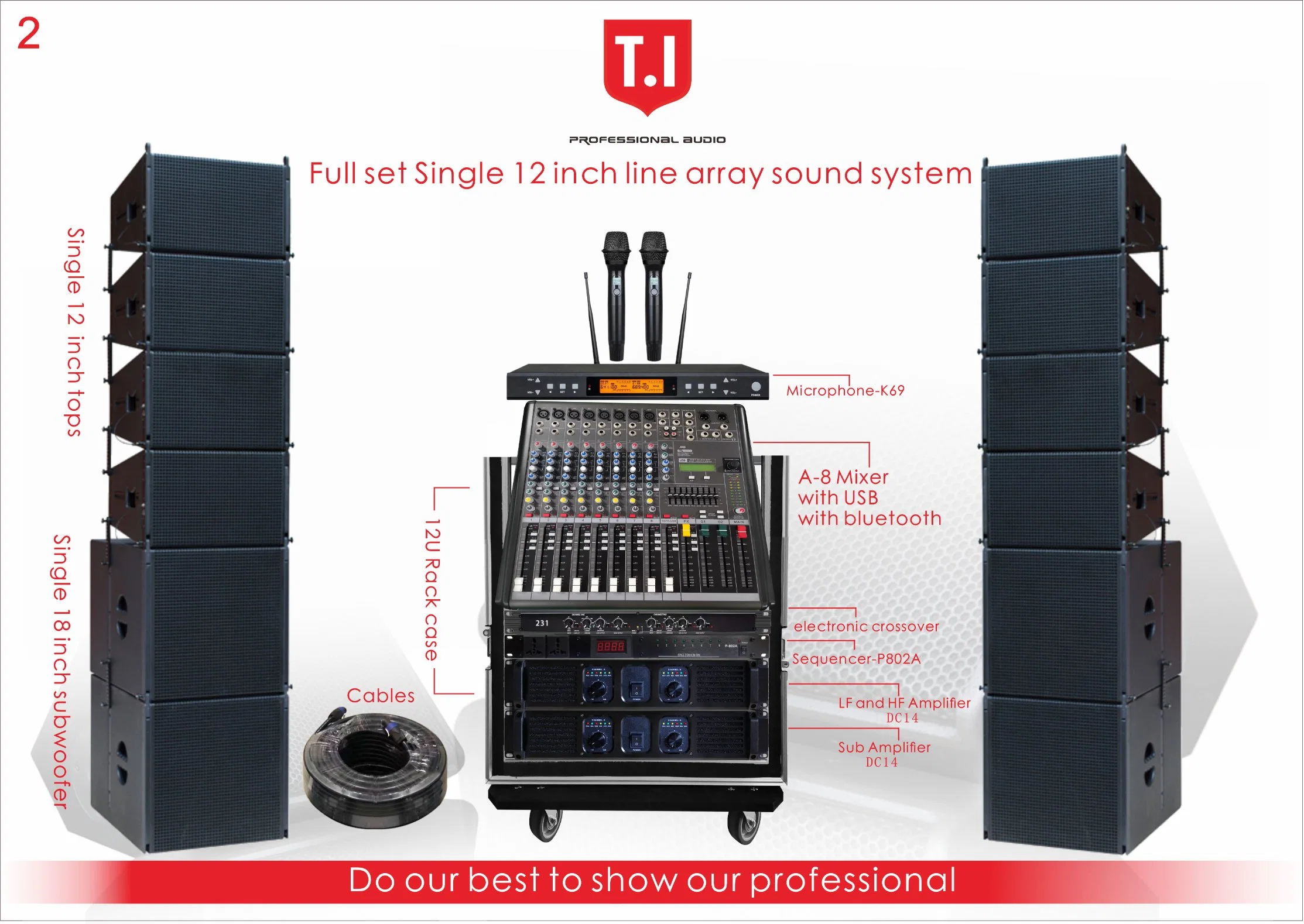 T. I PRO Audio Passive Professional Mini Single12 Line Array Speakers Sound System Equipment