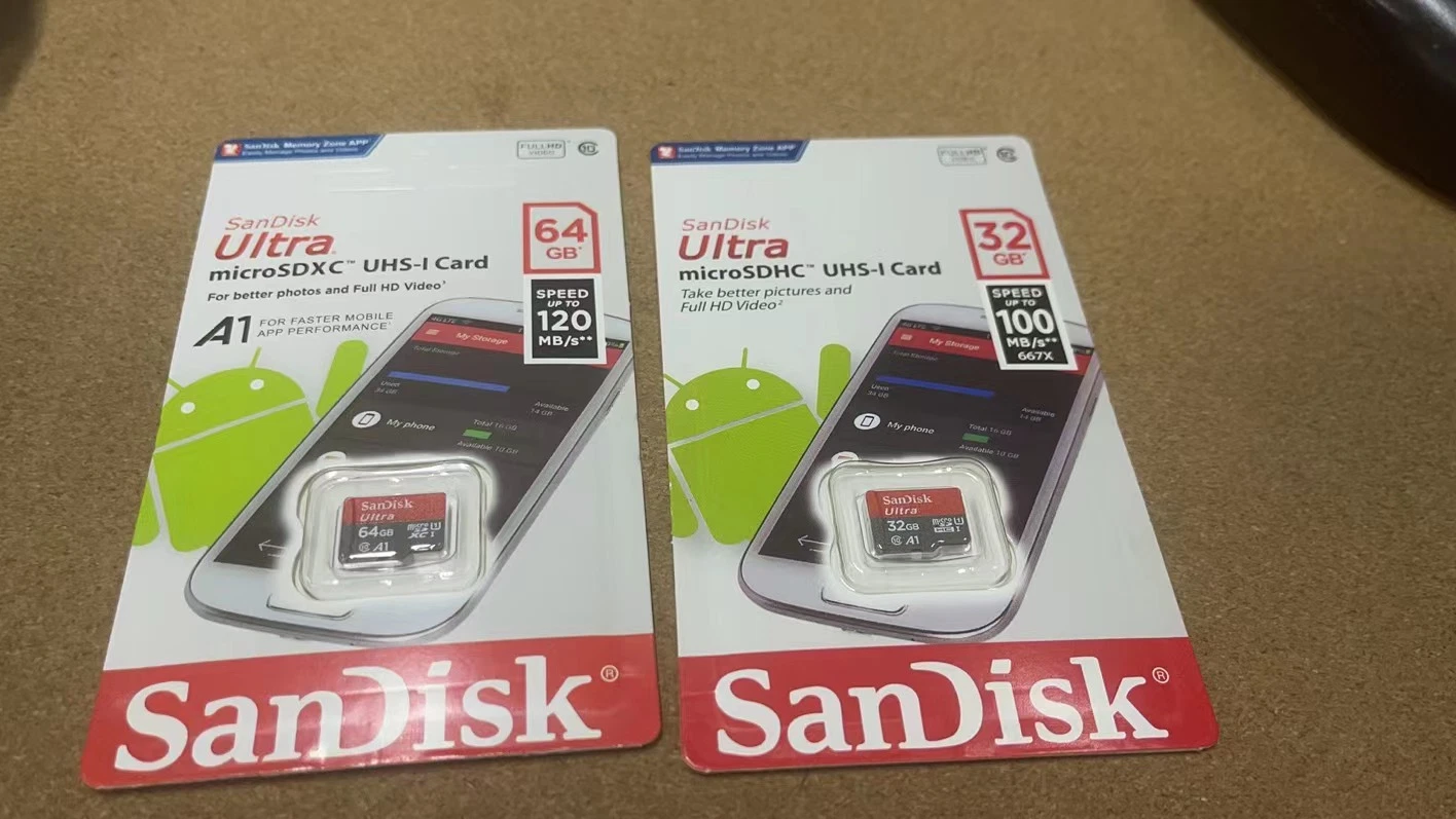 Großhandel Original 32GB 64GB microSDXC Flash TF / SD-Karten A1 Ultra Class 10 120MB/S Single Memory Card